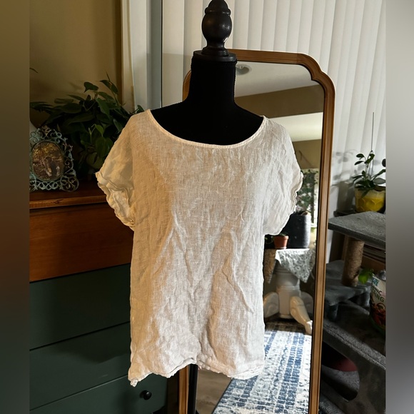 Women’s Terzo Millennio Made in Italy White Linen Blouse Top Size Small - Picture 1 of 9
